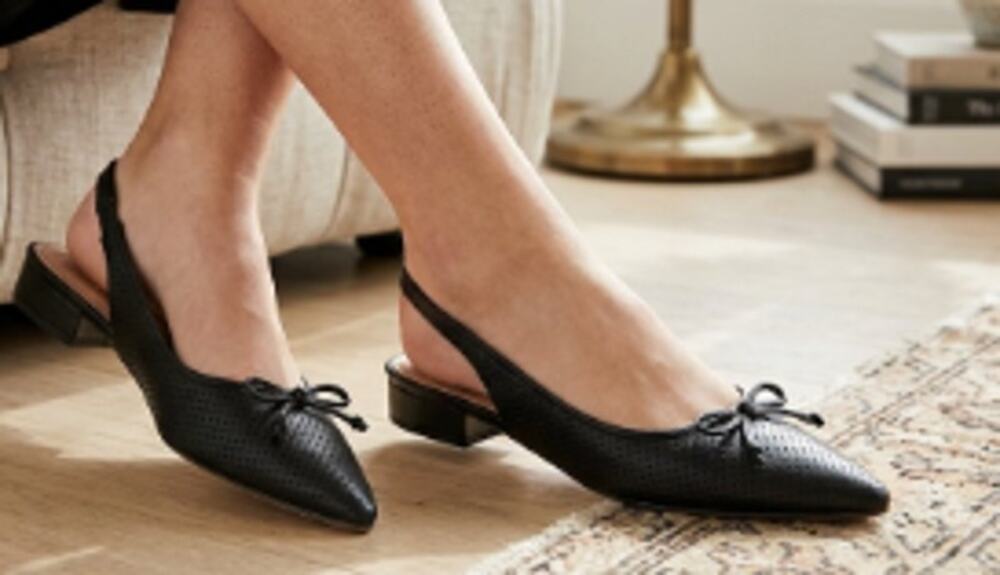 Kate Spade Black Veronica Slingback Bow Flats sz 7B